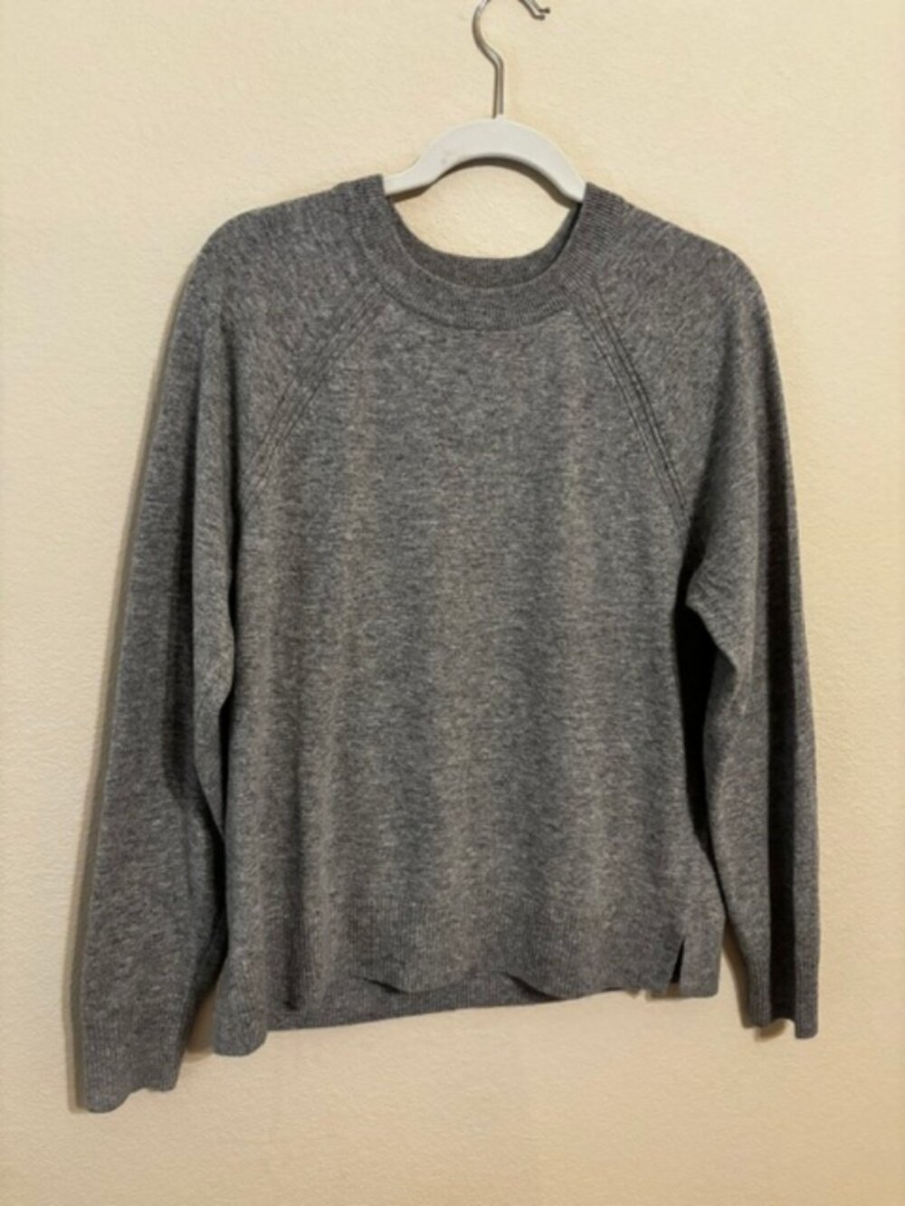 NWT J Crew Women's Crew Neck Relaxed Fit Wool Sweater, Heather Grey, Size: M